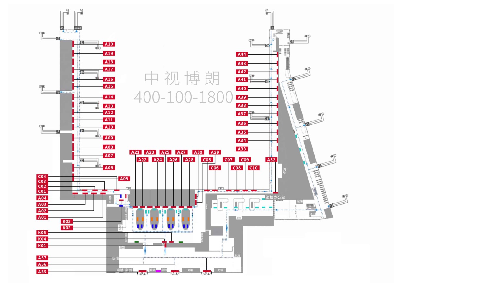 乌鲁木齐地窝堡国际机场广告-T3到达行李厅灯箱2位置图