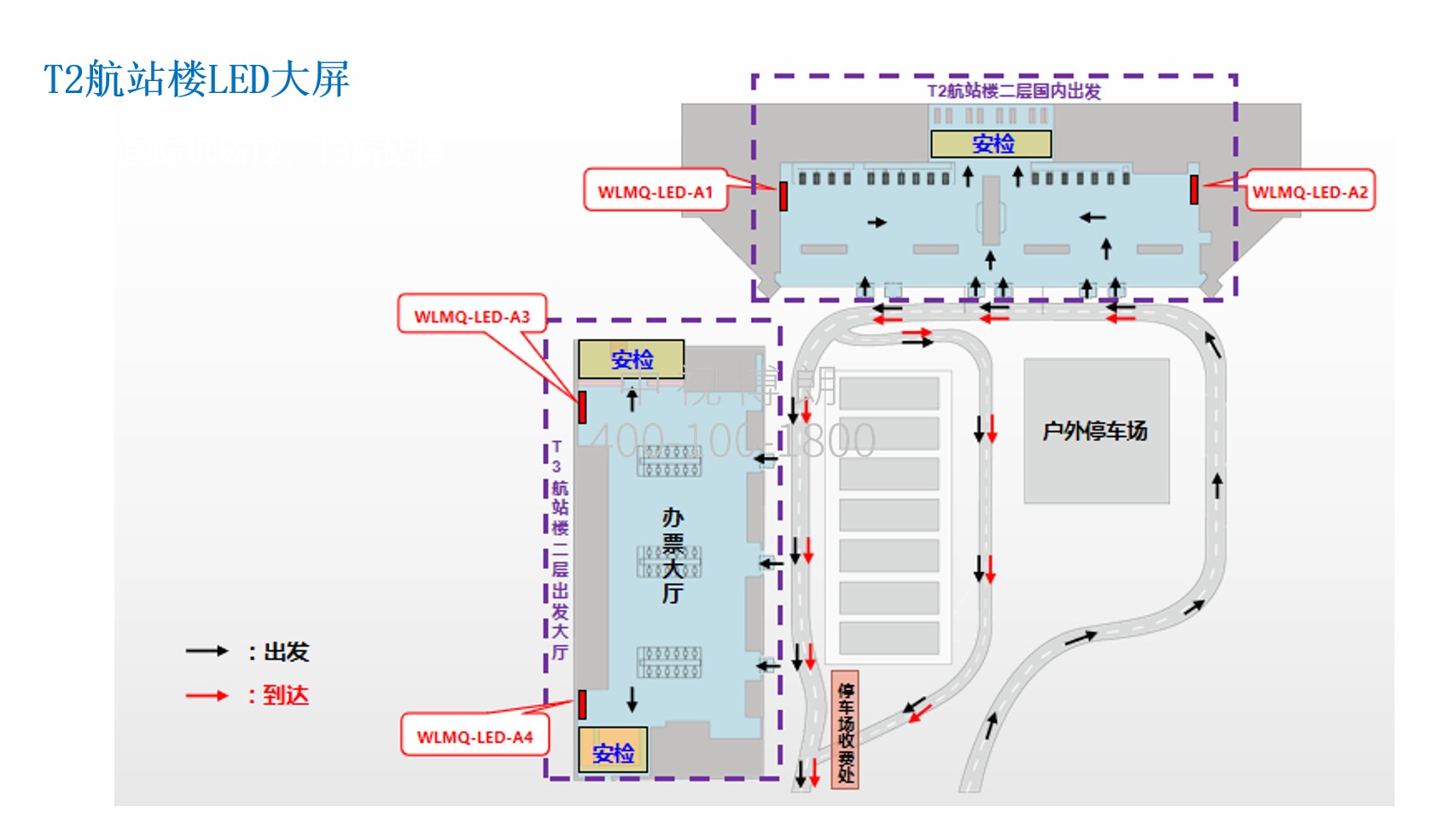 乌鲁木齐地窝堡国际机场广告-T2及T3出发区LED套装位置图