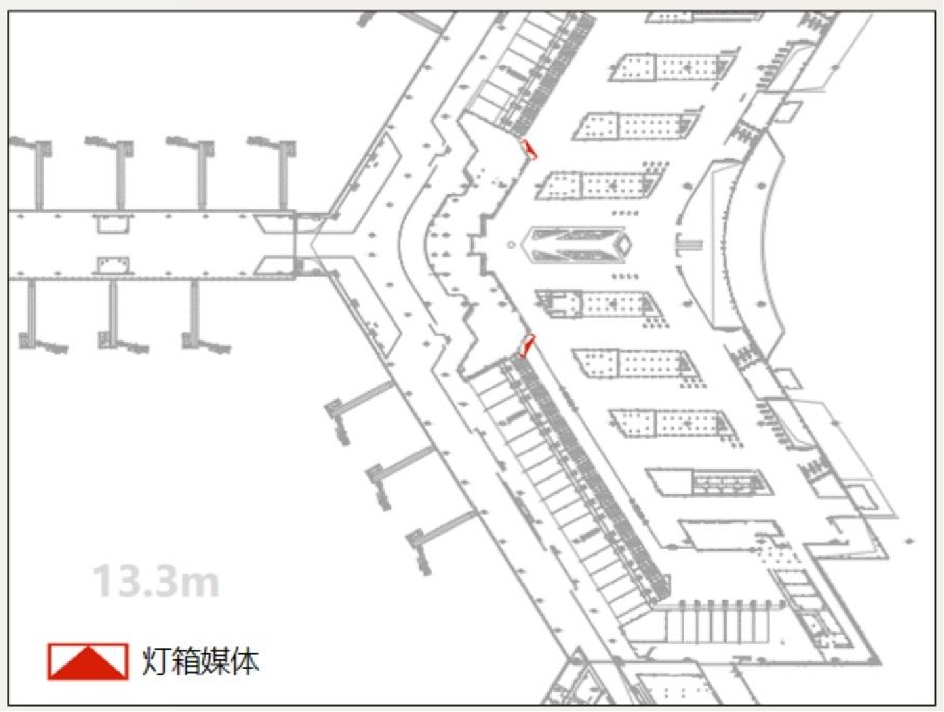 Wulumuqi Airport Advertising-Light boxes on both sides of the 3L floating island mezzanine in T4 departure areaBitmap