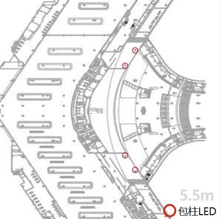 乌鲁木齐地窝堡国际机场广告-T4迎客厅接机口包柱灯箱套装位置图