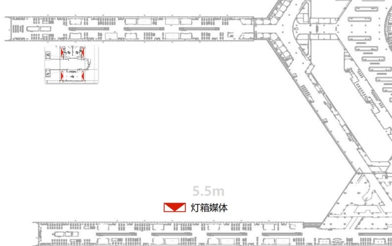 乌鲁木齐地窝堡国际机场广告-T4国内出发到达混流区灯箱套装位置图