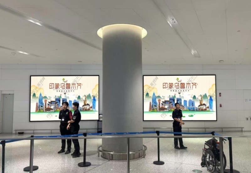乌鲁木齐地窝堡国际机场广告-T4到达出口LED大屏套装位置图