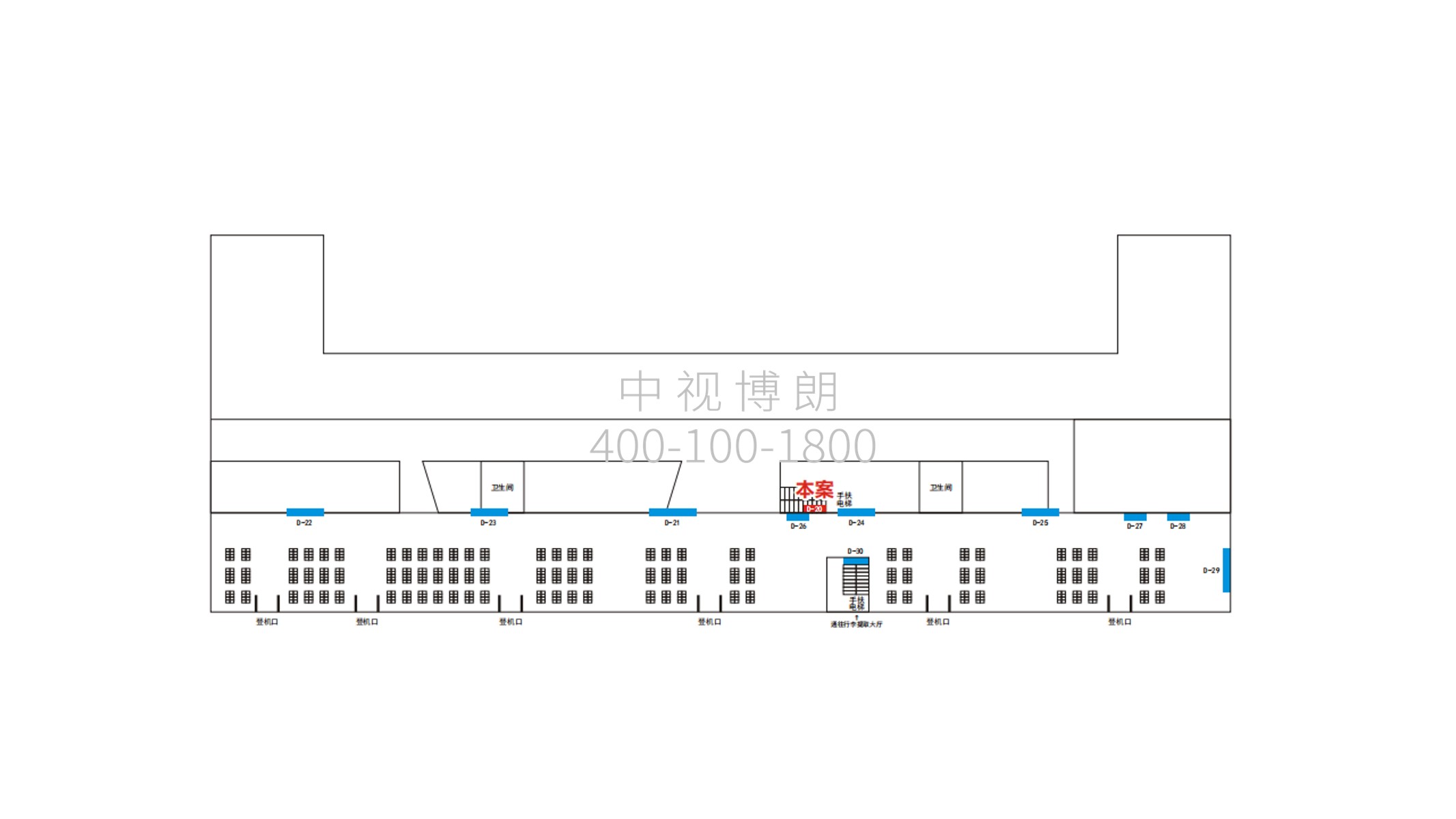 芜湖机场广告-出发扶梯处灯箱点位图