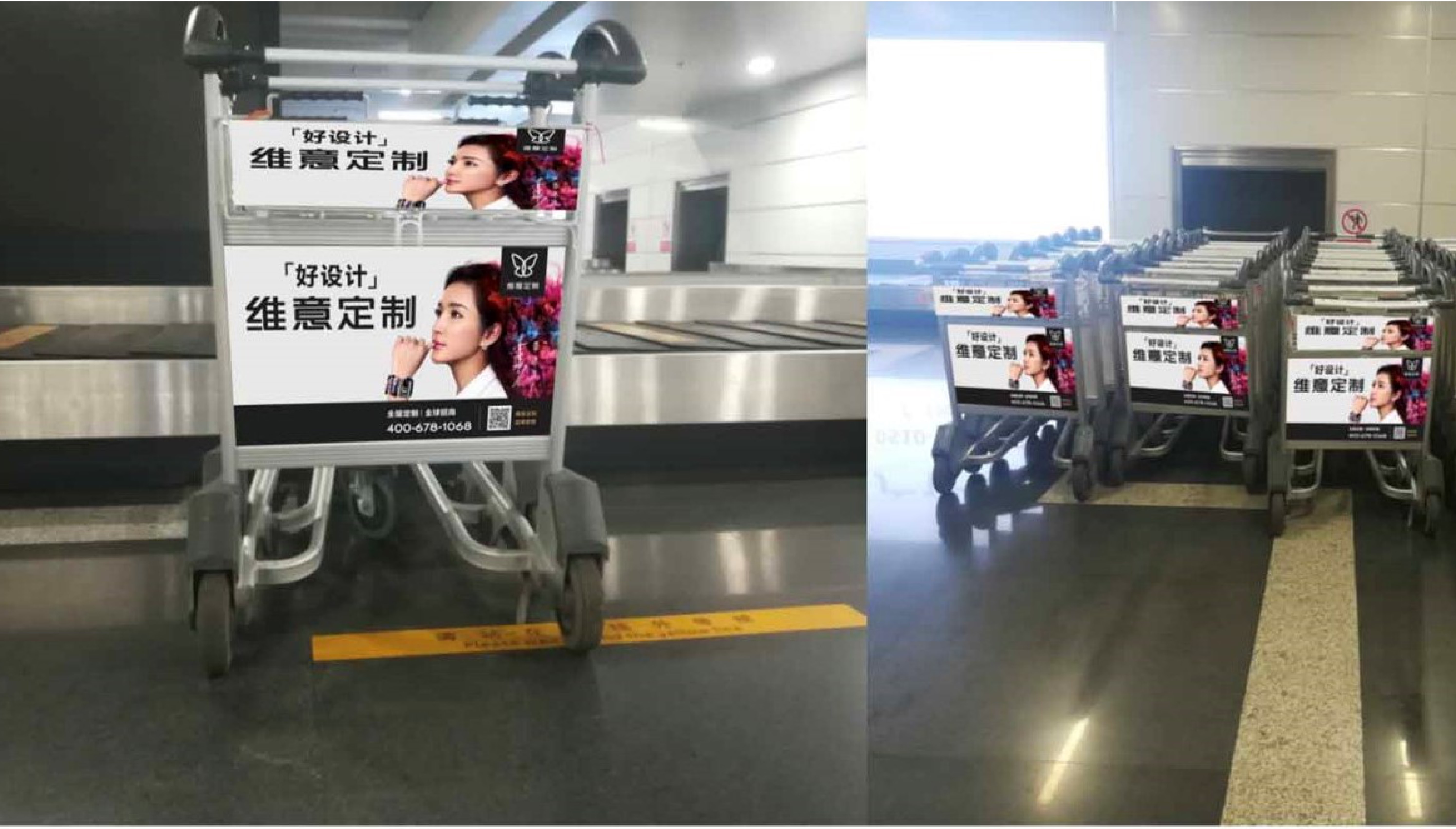 无锡机场航站楼手推车贴膜广告1