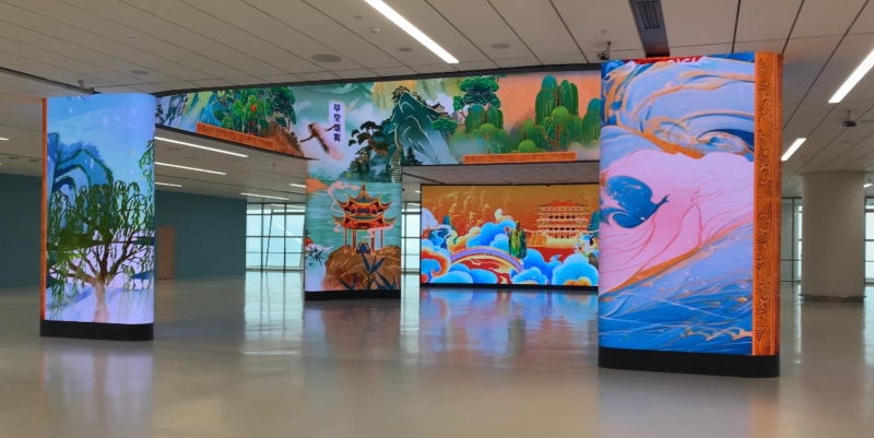 西安咸阳国际机场广告-T5国内出发安检后LED大屏套装