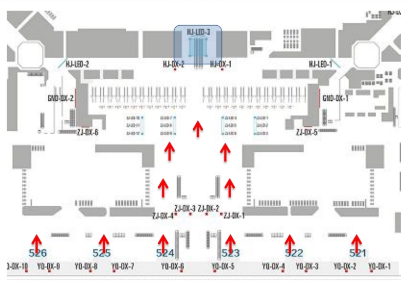 西安咸阳国际机场广告-T5国内出发安检后LED大屏套装位置图