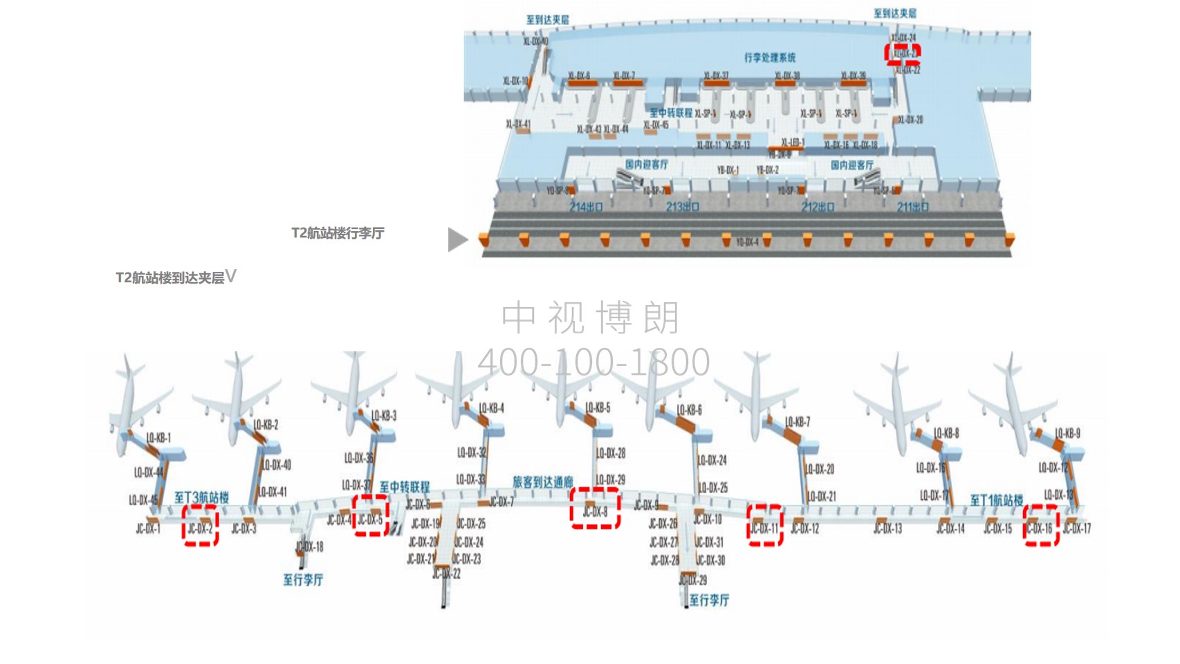 西安机场广告-T2到达走廊/行李厅灯箱套餐2点位图