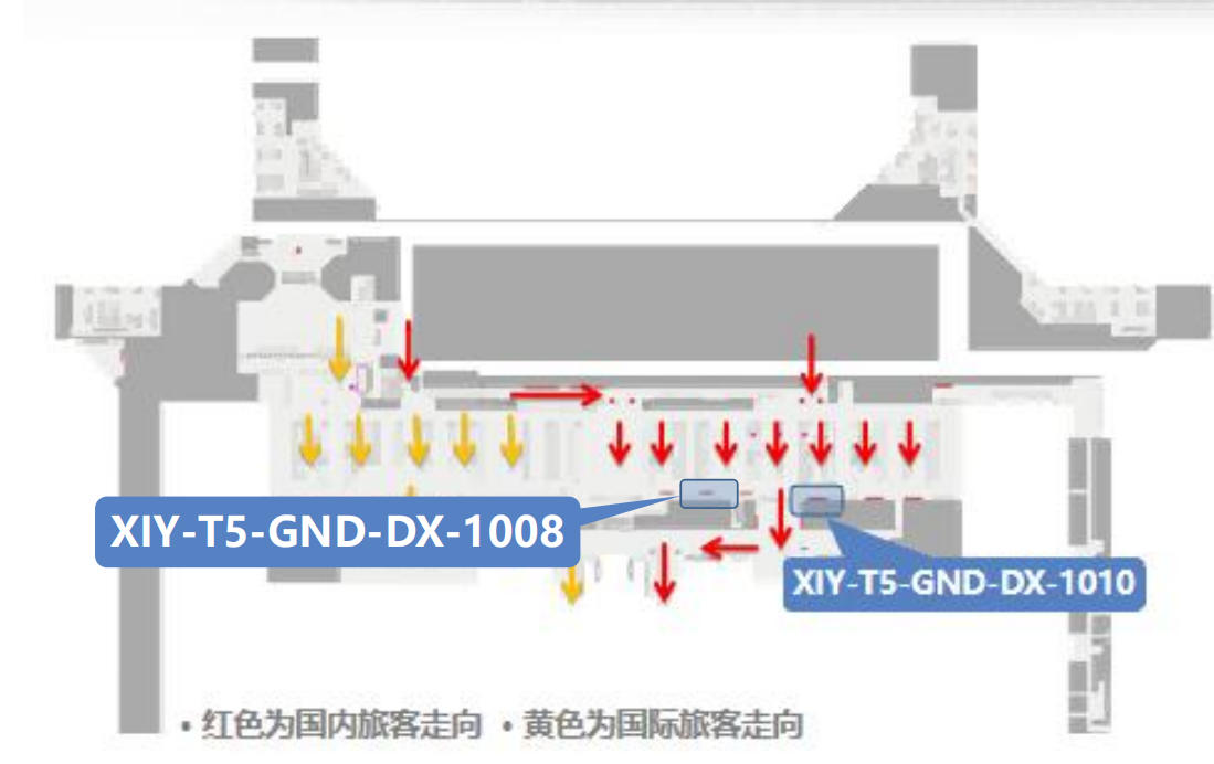西安机场广告-T5国内到达行李厅灯箱套装点位图