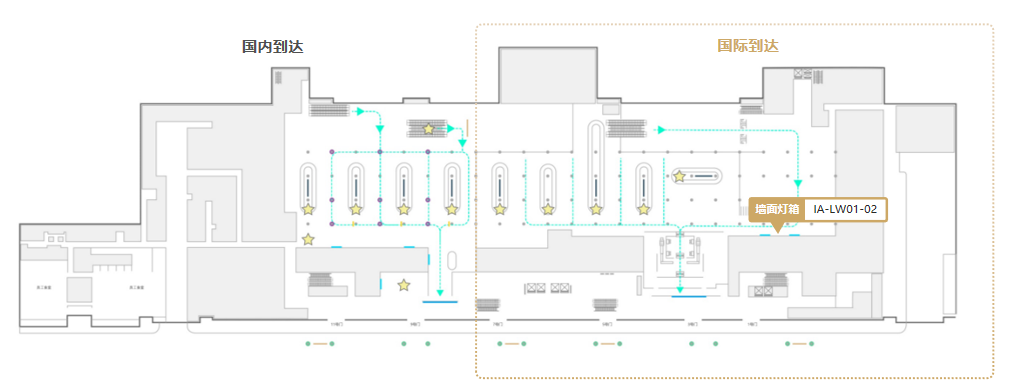 厦门机场广告-T3国际出口通道灯箱点位图