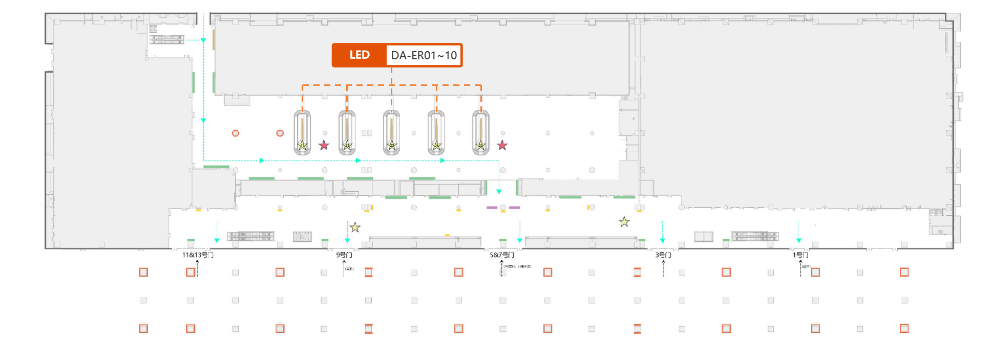 厦门高崎国际机场广告-T4一层国内到达厅LED屏套装位置图