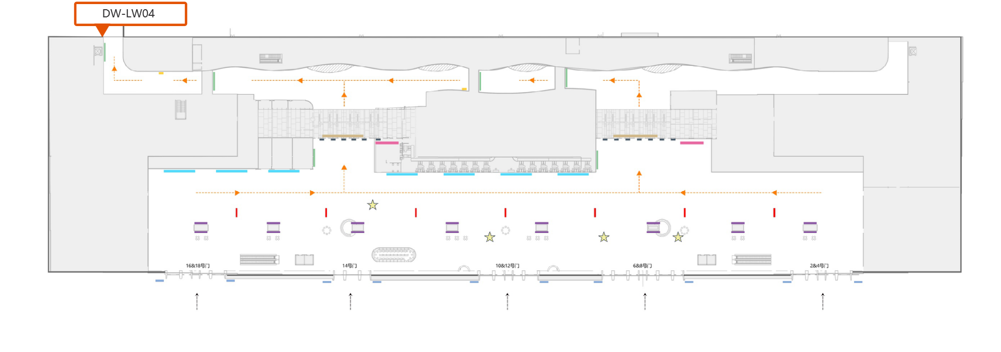 厦门机场广告-T4出发国内候机厅灯箱点位图