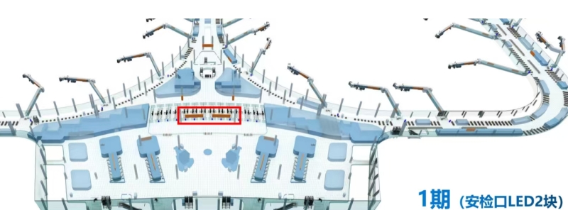 西宁机场广告-T3出发安检口LED大屏套装点位图