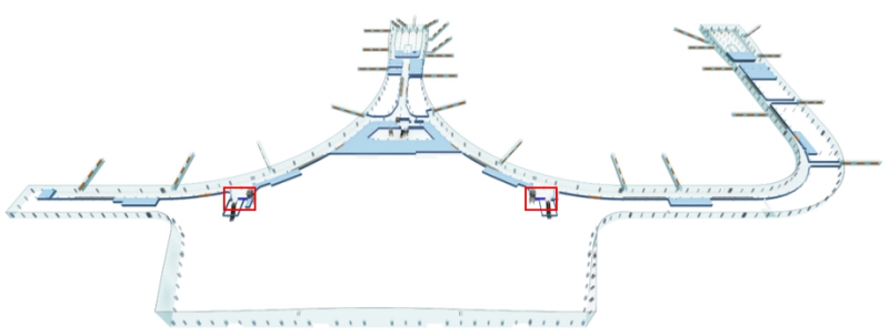 西宁机场广告-T3到达下扶梯入行李厅灯箱套装点位图