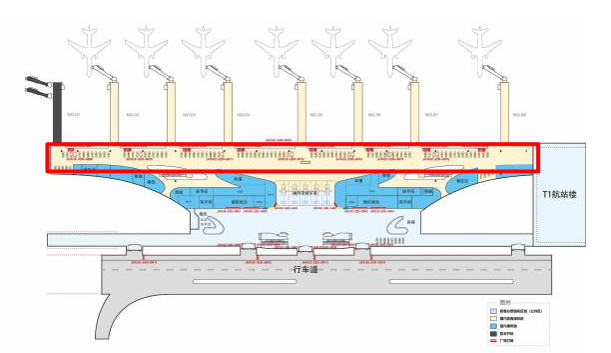 徐州观音国际机场广告-出发候机厅电视机刷屏套装位置图