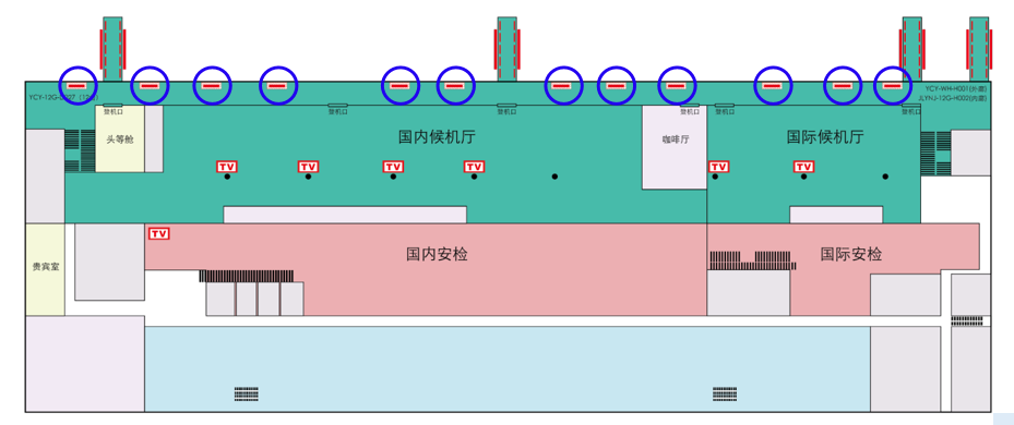延吉机场广告-国内&国际候机厅站立式灯箱套装点位图