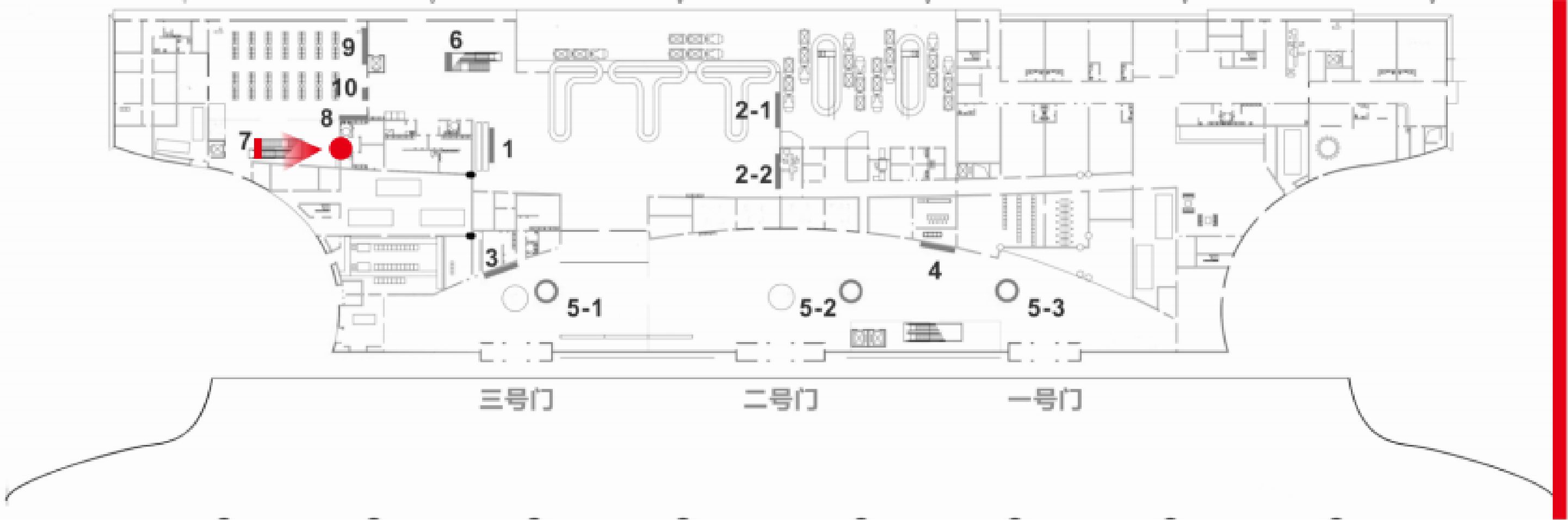 宜宾五粮液机场-出发远机位候机厅楼梯中段灯箱点位图