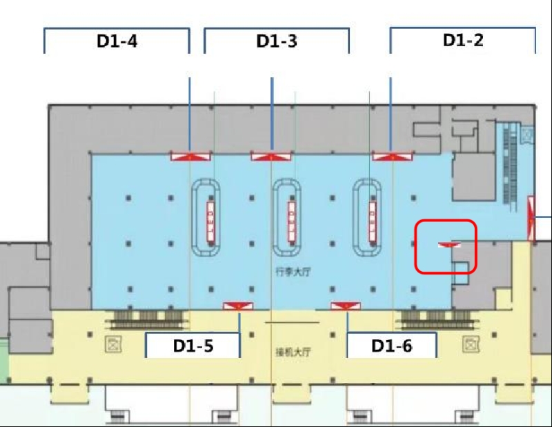 宜昌三峡机场广告-到达通道灯箱位置图