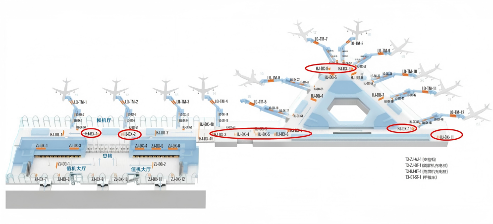 银川机场广告-T3出发候机厅灯箱套装点位图