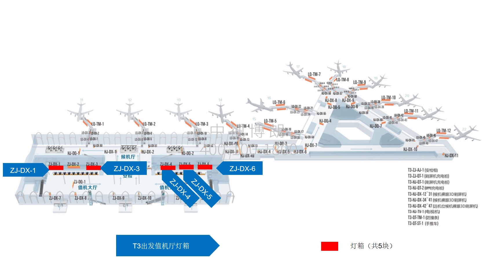 银川机场广告-T3出发值机厅灯箱点位图