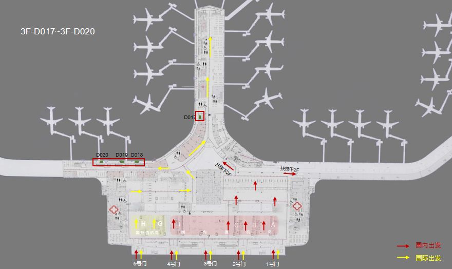 烟台机场广告-国际到达C通廊灯箱点位图