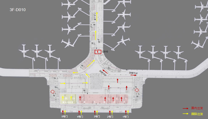 烟台机场广告-国际出发B通廊墙面灯箱2点位图