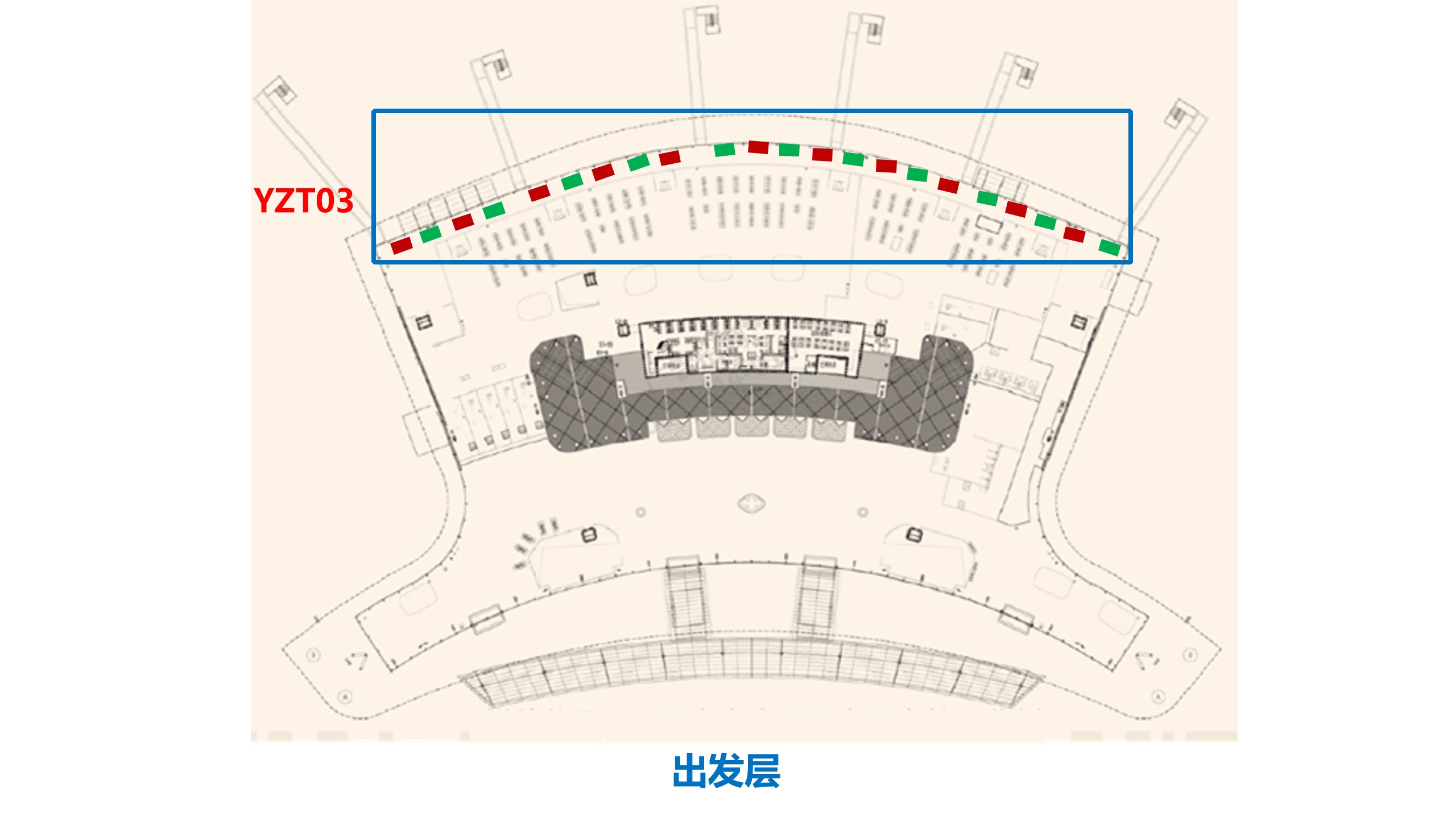 扬州机场广告广告-二层到达通廊玻璃墙贴套装位置图