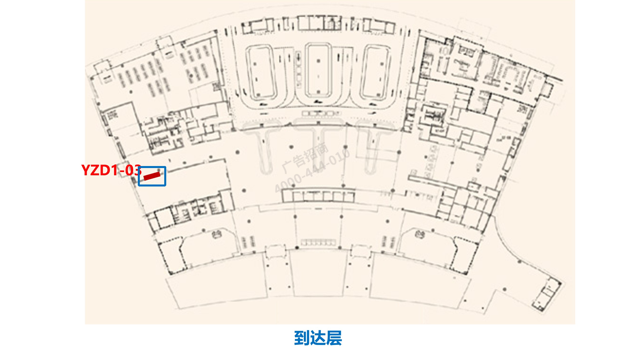 扬州机场广告广告-到达通廊电梯口灯箱位置图