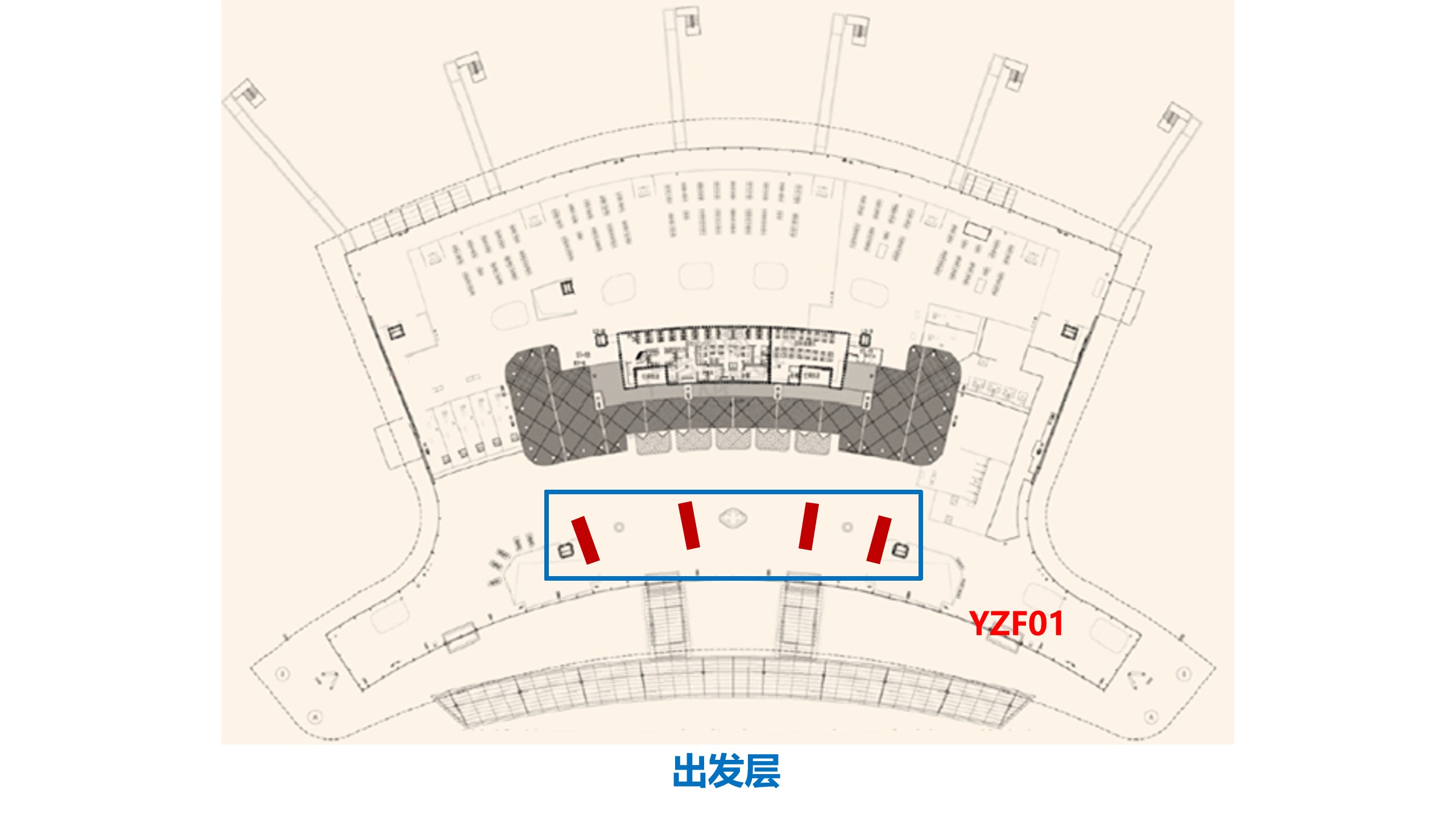 扬州机场广告广告-出发值机区吊旗1位置图