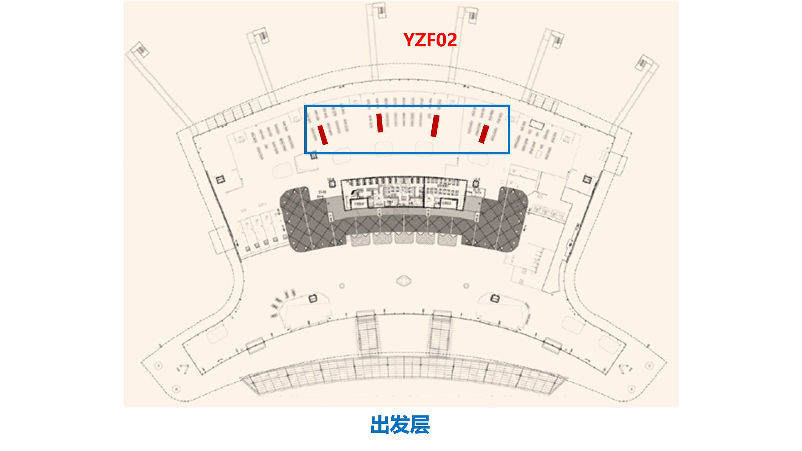 扬州机场广告广告-出发候机区吊旗2位置图