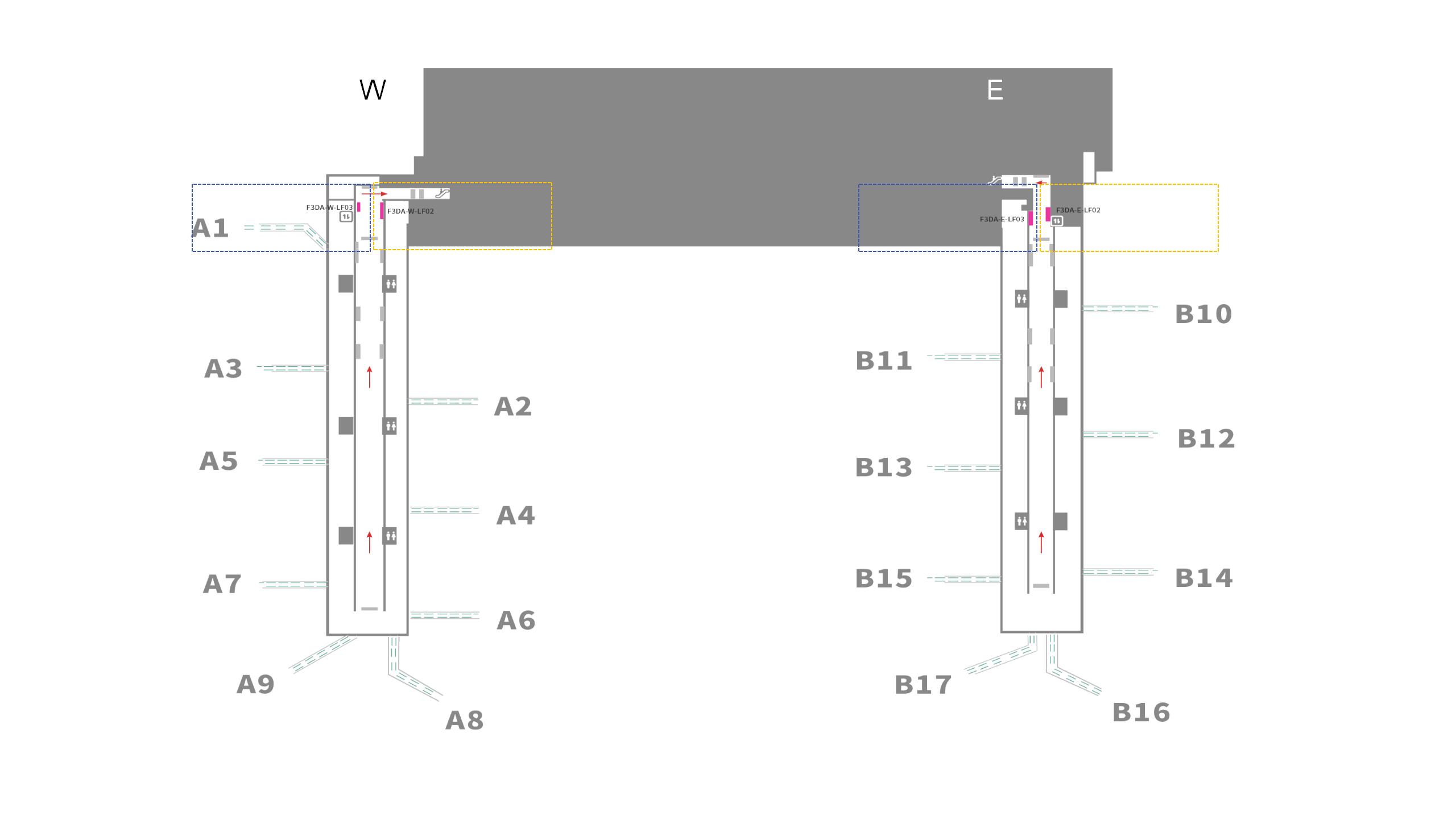 珠海金湾机场广告-国内到达通廊末端单面灯箱套装位置图