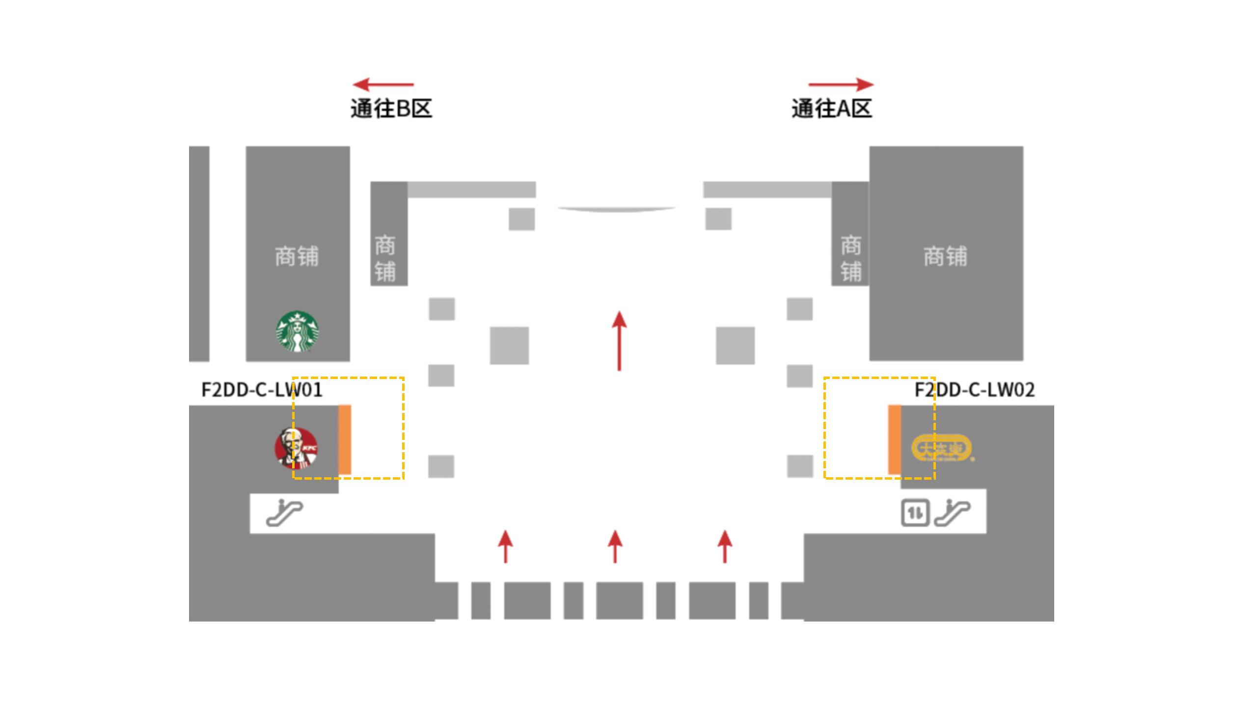 珠海金湾机场广告-二层国内出发厅门楣灯箱位置图