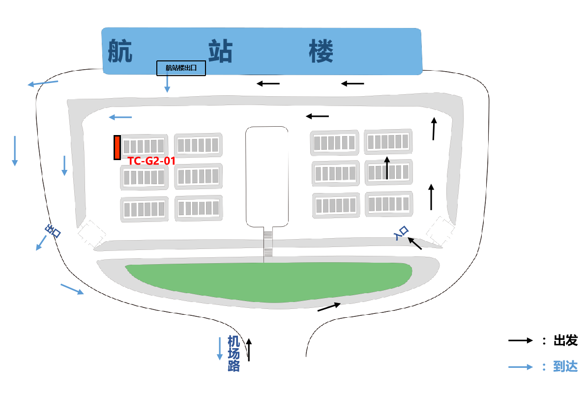 遵义茅台机场广告-航站楼前停车场灯箱1位置图