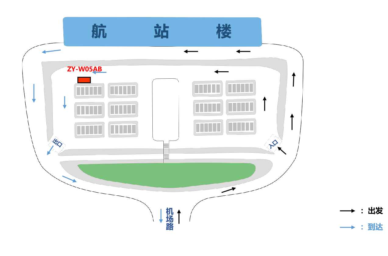遵义茅台机场广告-航站楼前停车场灯箱5位置图