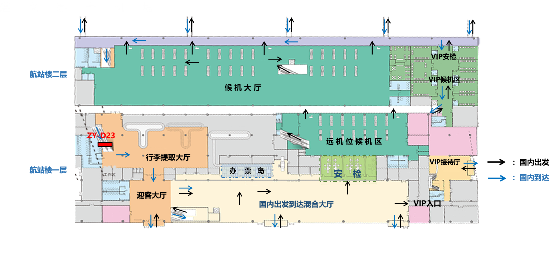 遵义机场广告-到达通廊下扶梯正上方灯箱点位图
